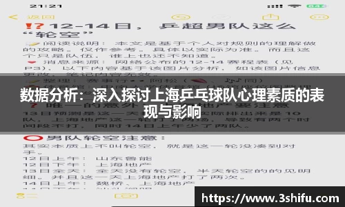 数据分析：深入探讨上海乒乓球队心理素质的表现与影响