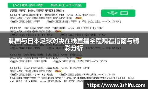 韩国与日本足球对决在线直播全程观看指南与精彩分析